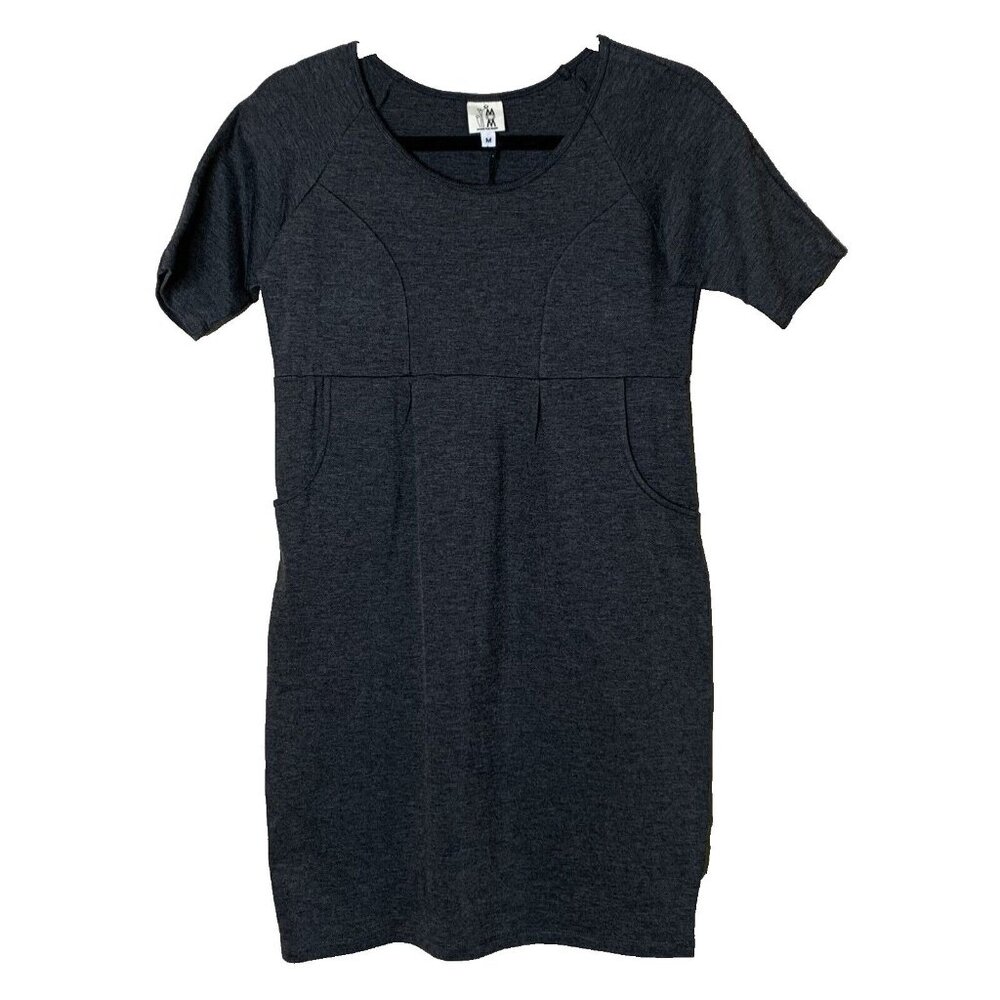 Moms The Word Women's Maternity Octavia Dress Pockets Stretch M Gray $114 NWT